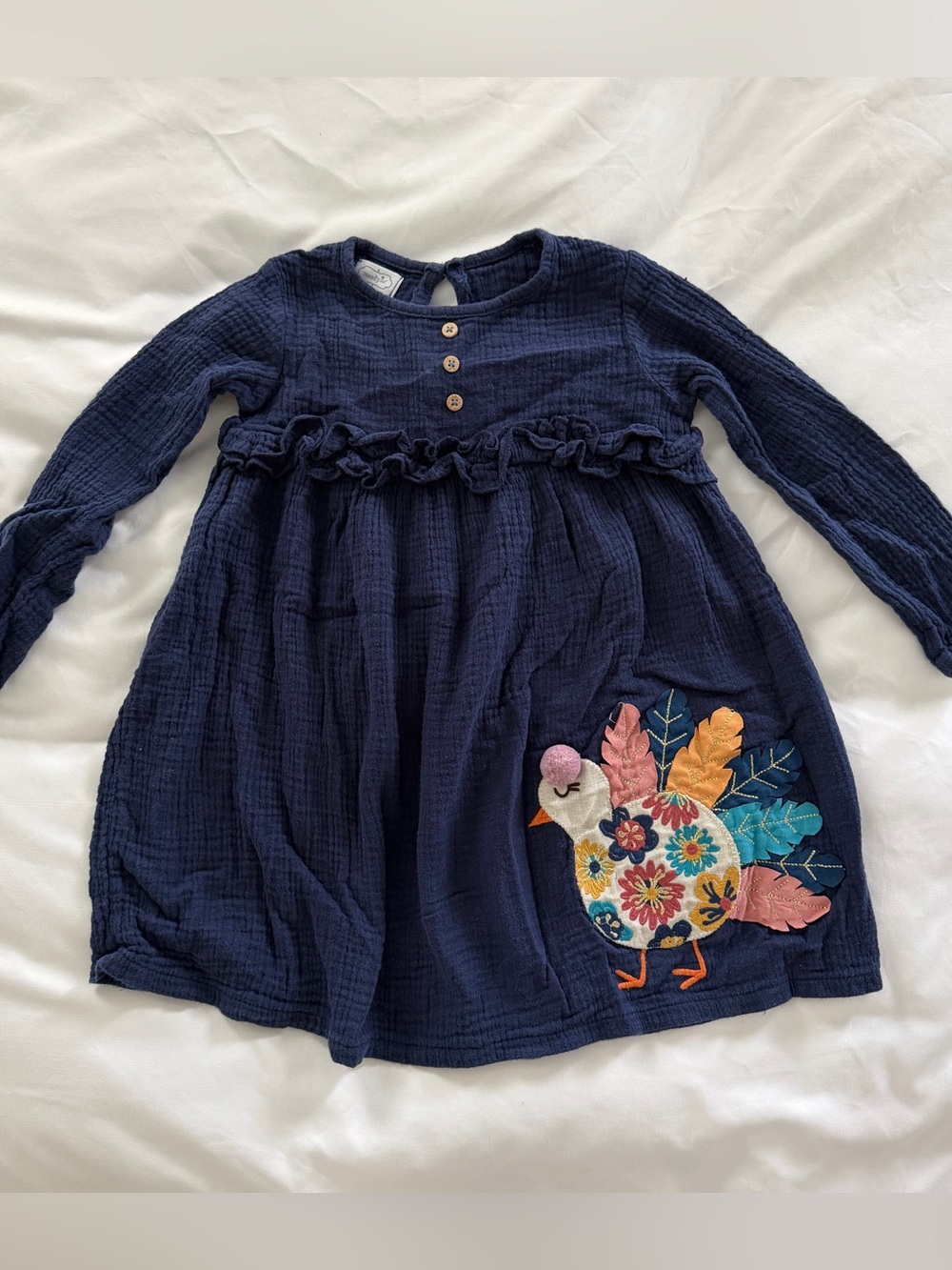 Mud Pie navy long sleeve thanksgiving fall dress